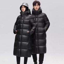 1368 Long Black Gold Down Coats