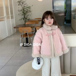9141 เสื้อกันหิมะหนังกลับเด็ก-ชมพู