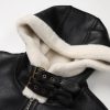 NC003 Winter hooded leather jacket 3