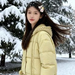 1427 Pom Pom Knit Hood Puffer 12