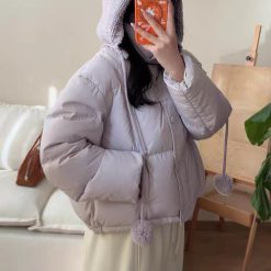 1427 Pom Pom Knit Hood Puffer 13
