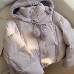 1427 Pom Pom Knit Hood Puffer 14