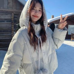 1427 Pom Pom Knit Hood Puffer 4