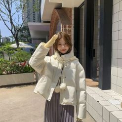 1427 Pom Pom Knit Hood Puffer 9