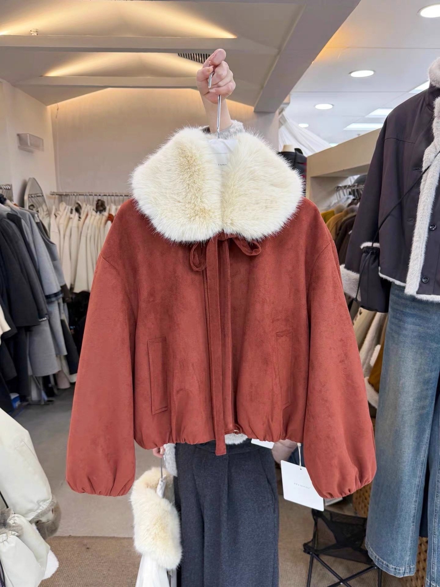 1428 Cute Fur Suede Jacket - Image 4
