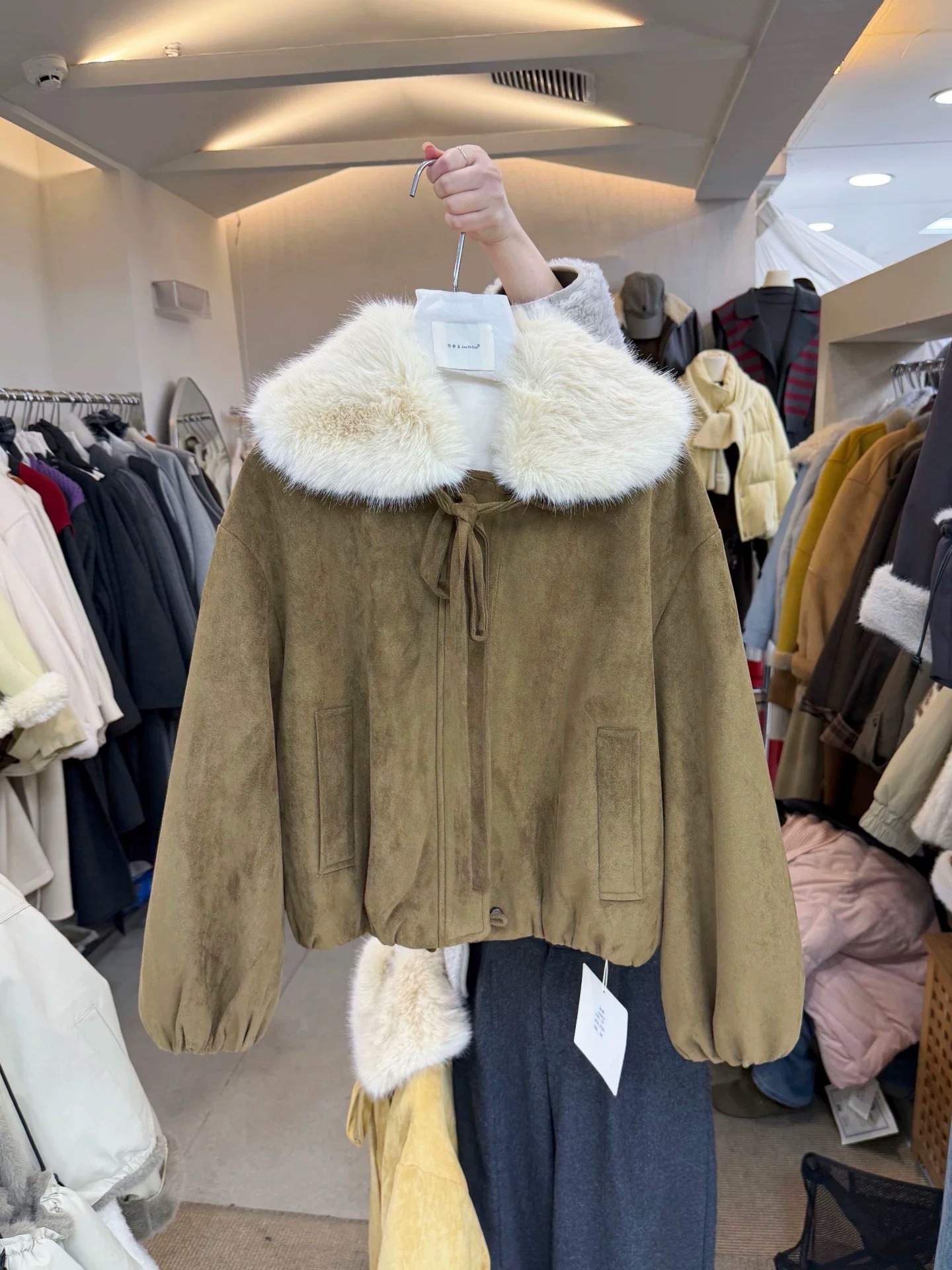 1428 Cute Fur Suede Jacket - Image 6