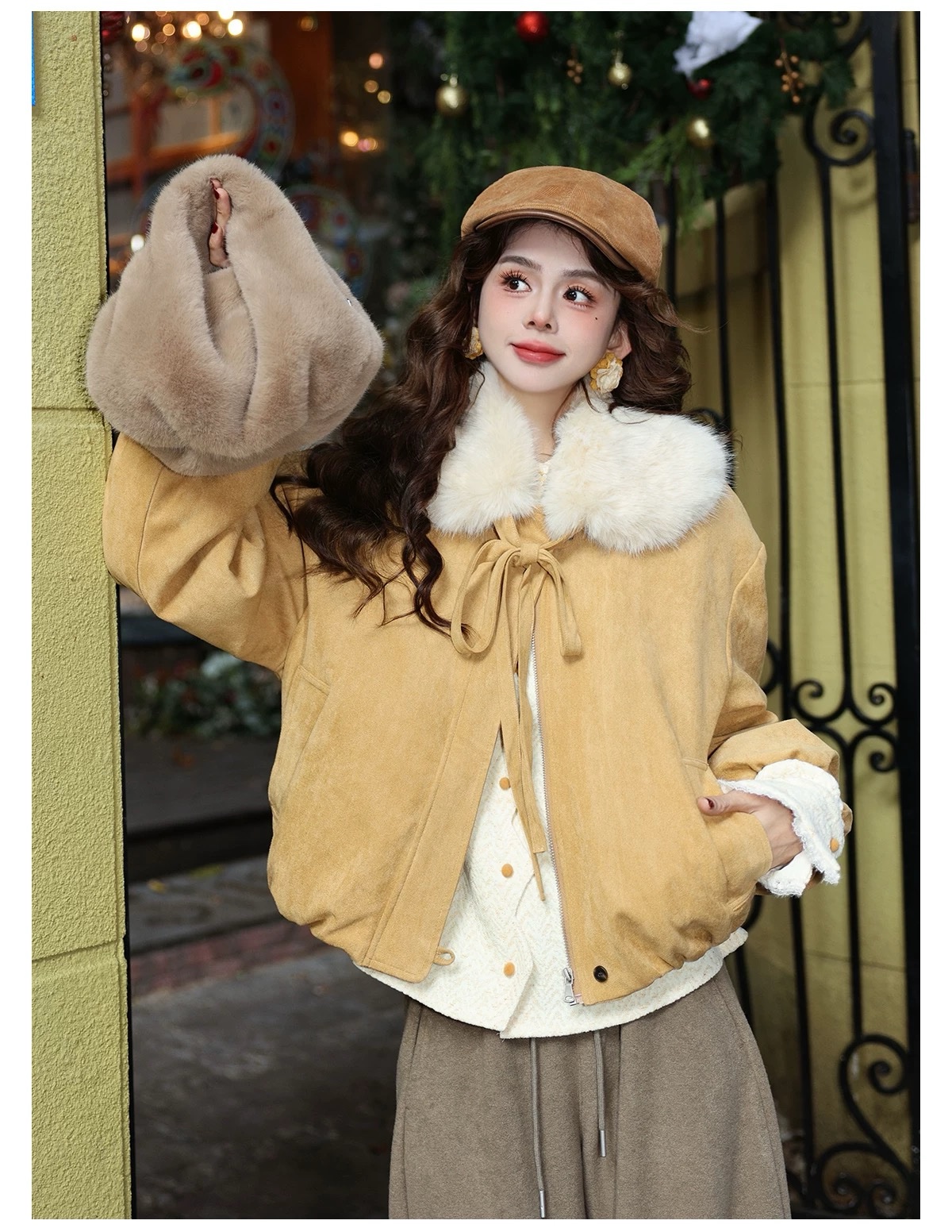 1428 Cute Fur Suede Jacket - Image 11