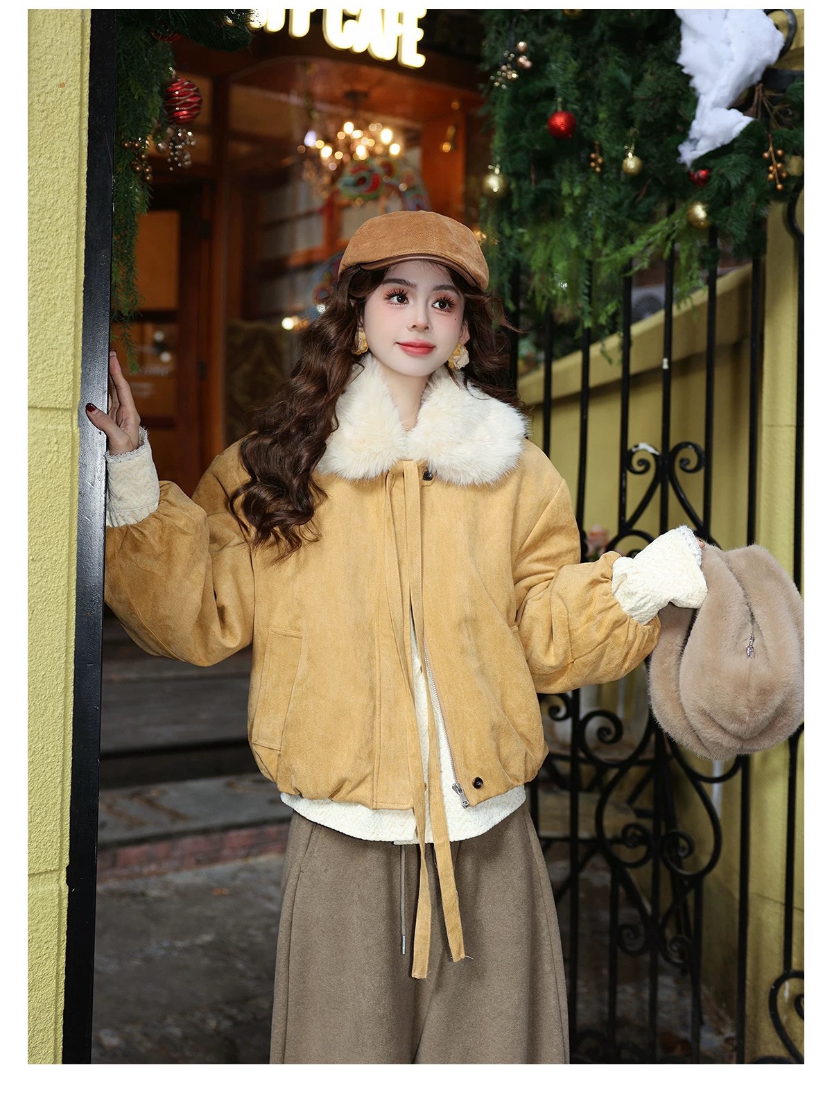 1428 Cute Fur Suede Jacket - Image 10
