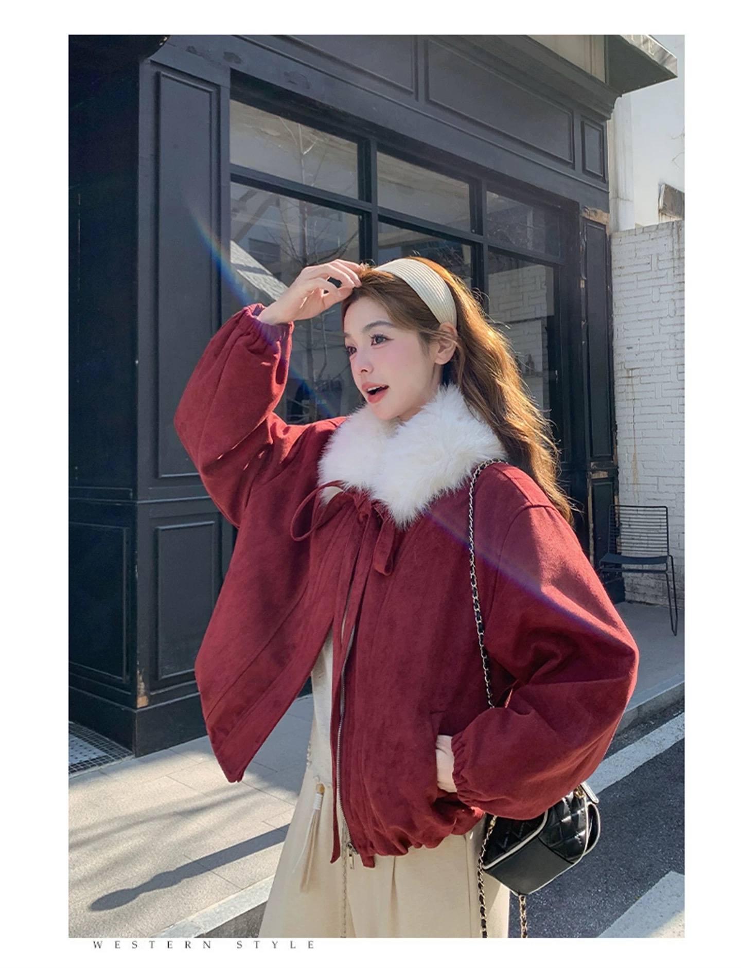 1428 Cute Fur Suede Jacket - Image 2