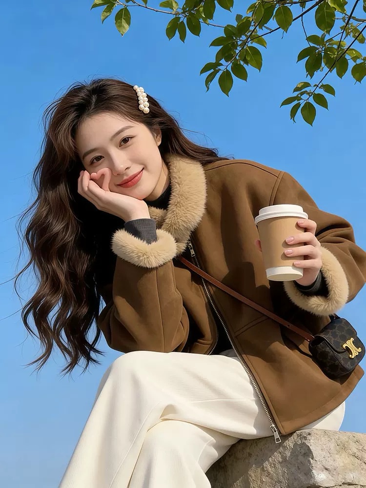 1449 Fluffy Mink Zip Jacket