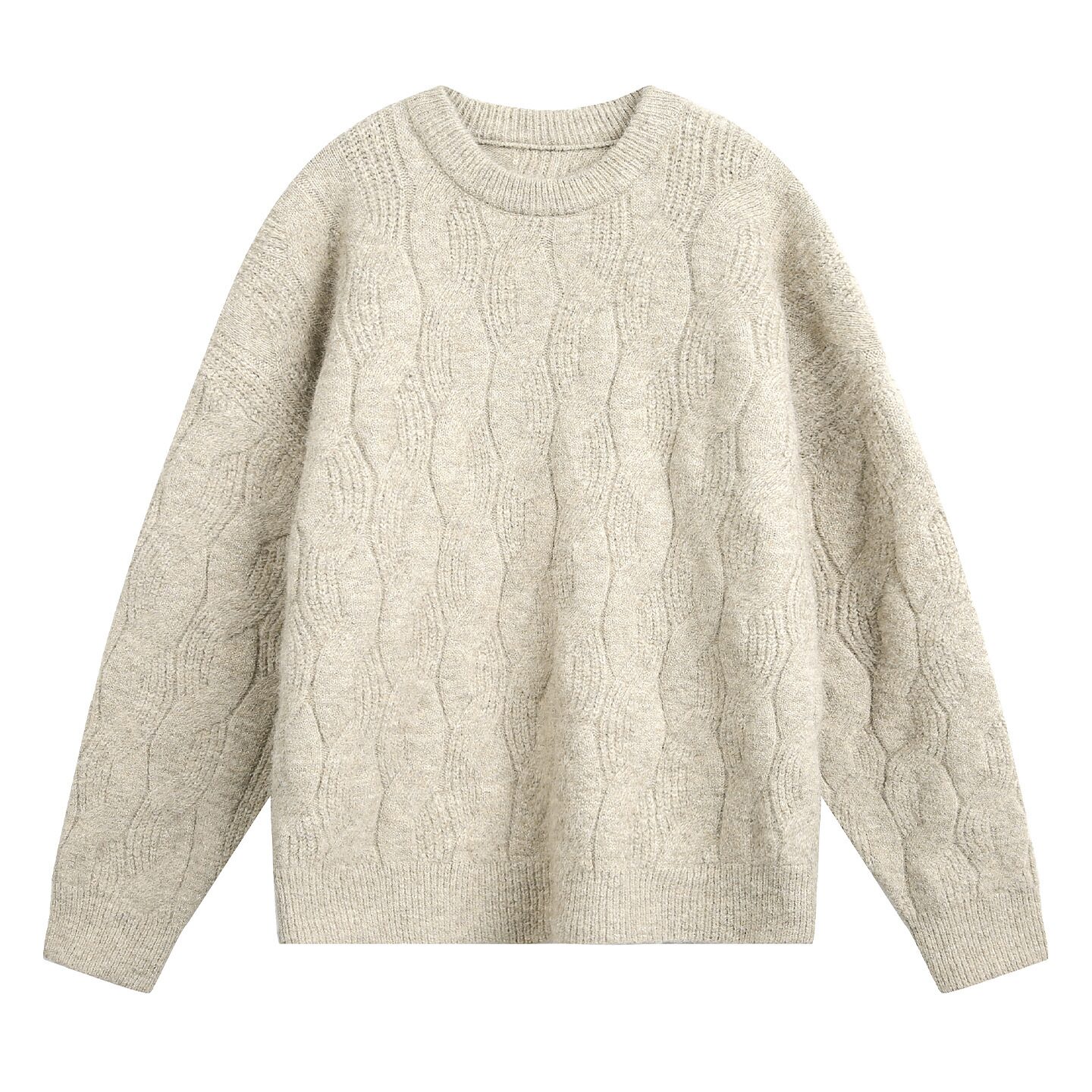 2085 Chunky Knit Sweater - เบจ, 3XL