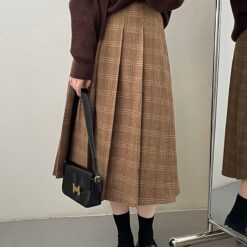 3154 Paris Check Midi Skirt