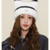6130 Fluffy Cat Ear Knit Hat 10