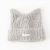6135 Plain Fluffy Meow Hat - เทา
