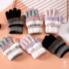 9107 ถุงมือไหมพรมถักลาย 3-6 ปี