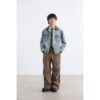 1453 Brown Collar Denim Jacket 5