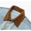 1453 Brown Collar Denim Jacket 7
