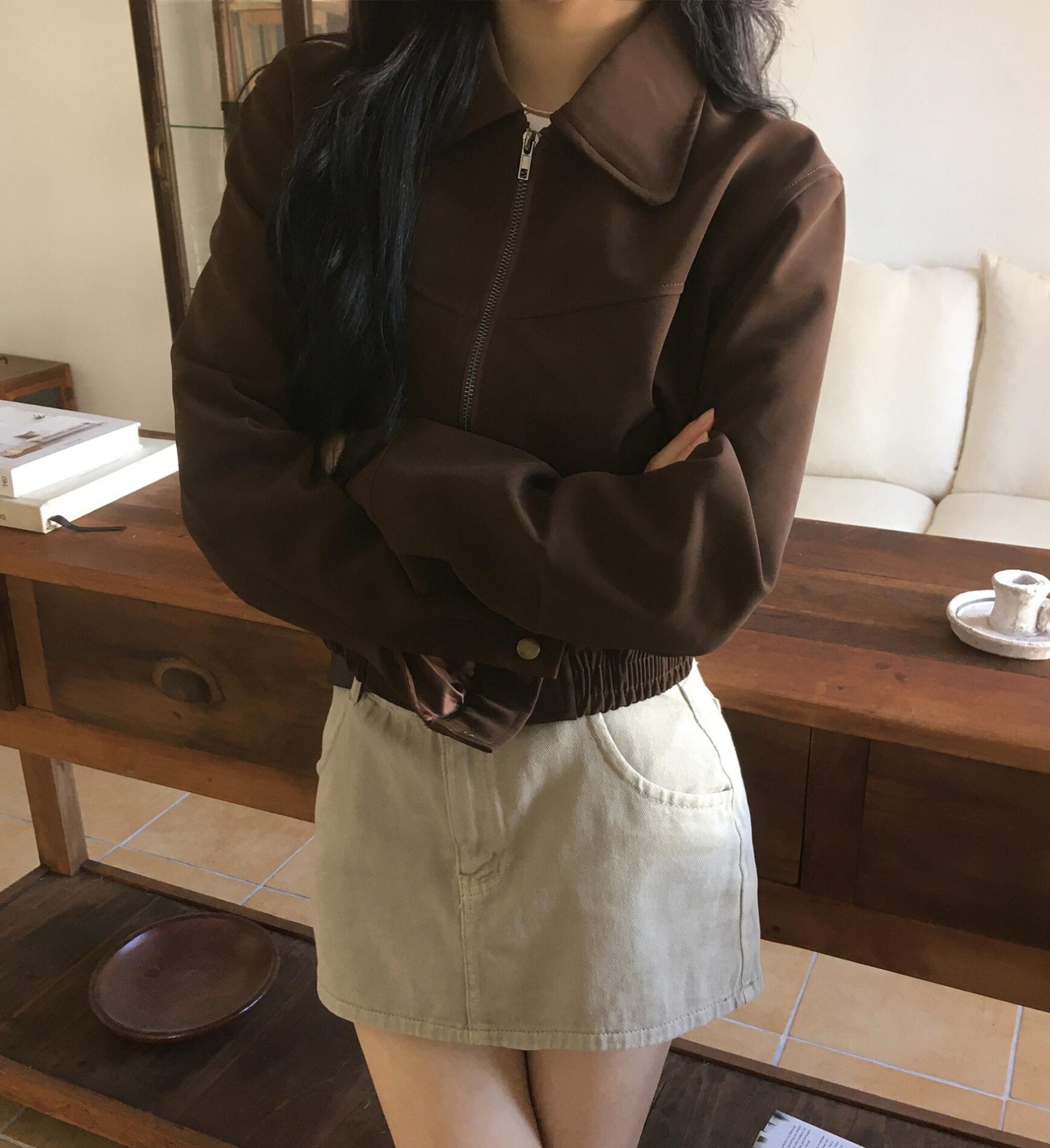 1456 Collared Zip-Up Cropped Jacket 2