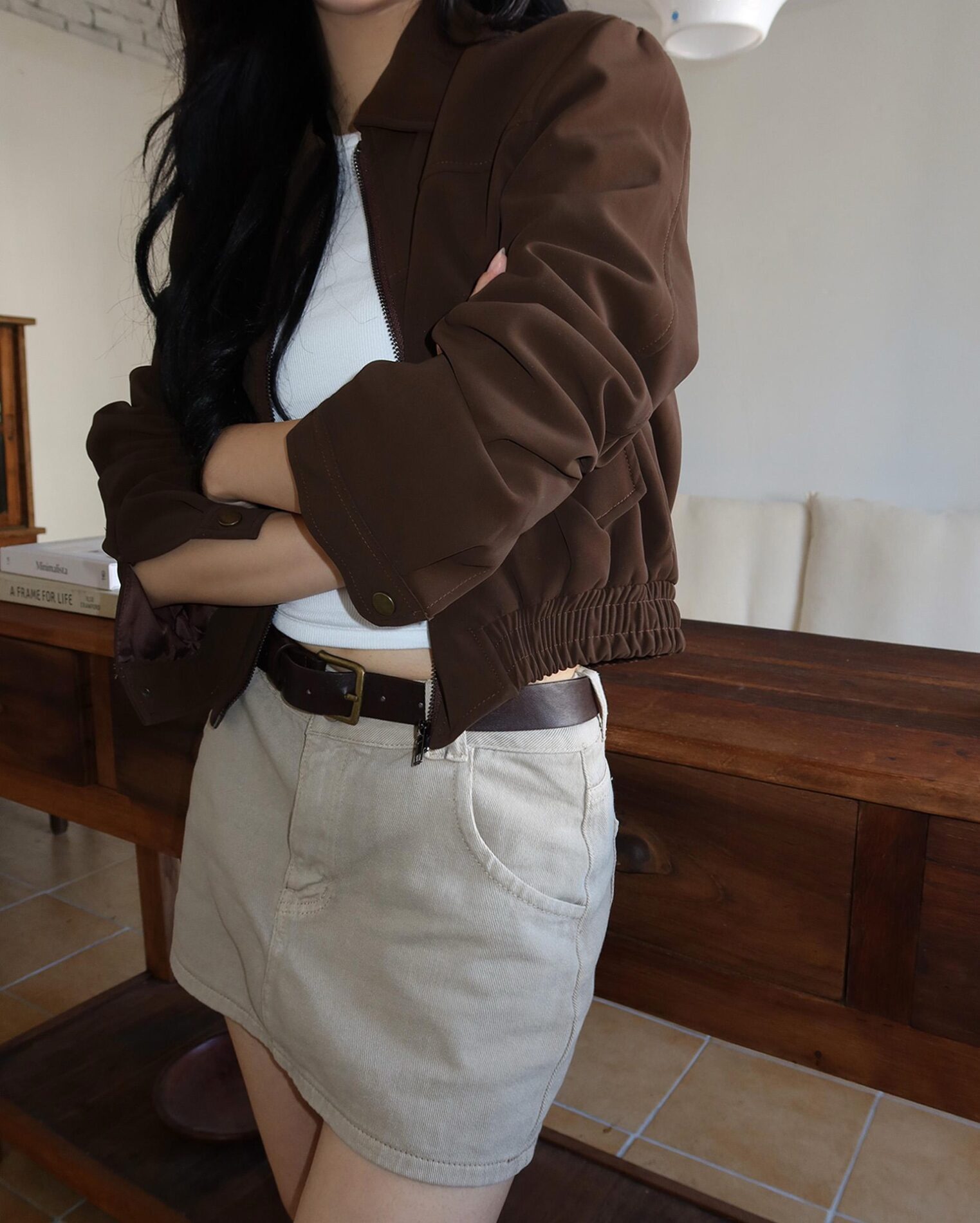 1456 Collared Zip-Up Cropped Jacket 3