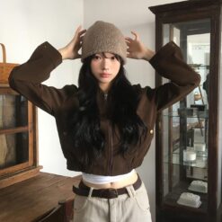 1456 Collared Zip-Up Cropped Jacket