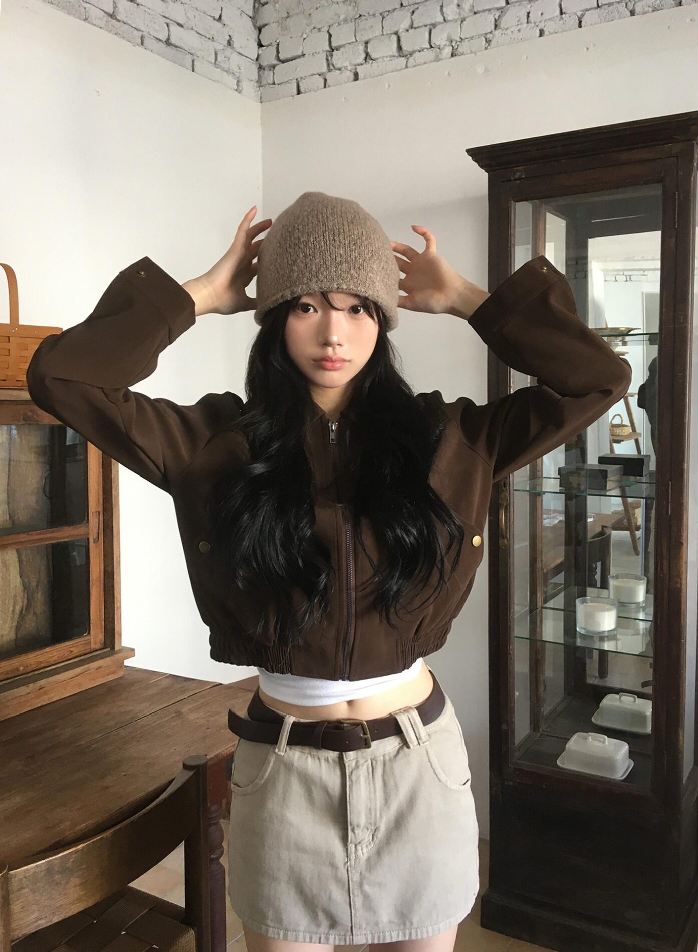 1456 Collared Zip-Up Cropped Jacket