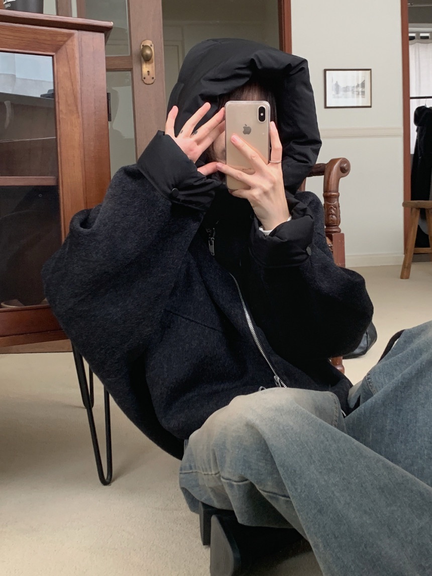 1457 Oversized Wool-Blend Hooded Jacket 2